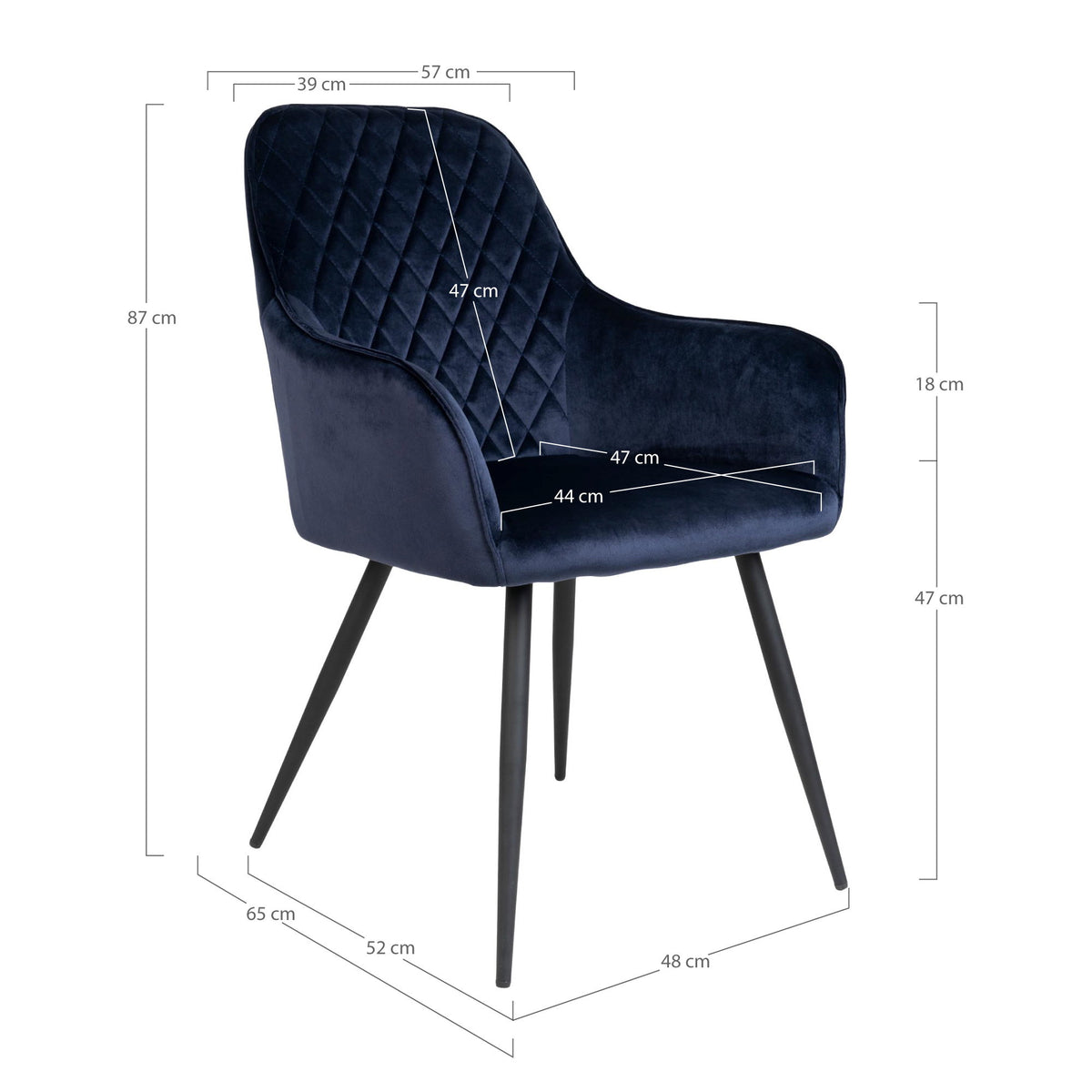 Esszimmerstuhl Harbo aus Samt - Blau