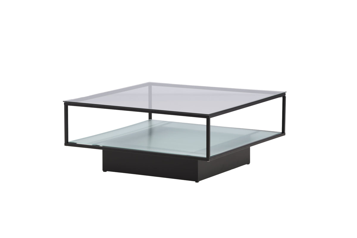 Couchtisch Maglehem 90cm aus Glas mit Ablage - Schwarz - Venture Home - le canapé