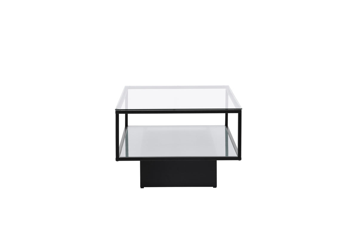 Couchtisch Maglehem 130cm aus Glas mit Ablage - Schwarz - Venture Home - le canapé