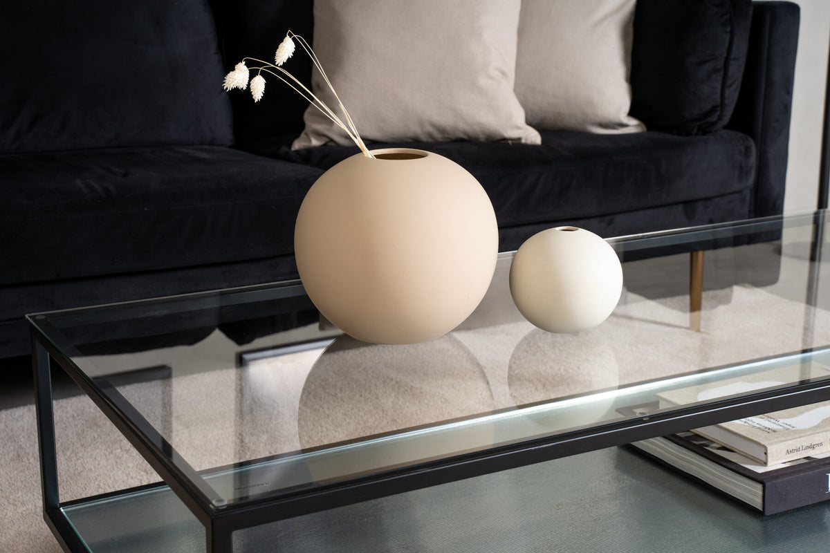 Couchtisch Maglehem 130cm aus Glas mit Ablage - Schwarz - Venture Home - le canapé