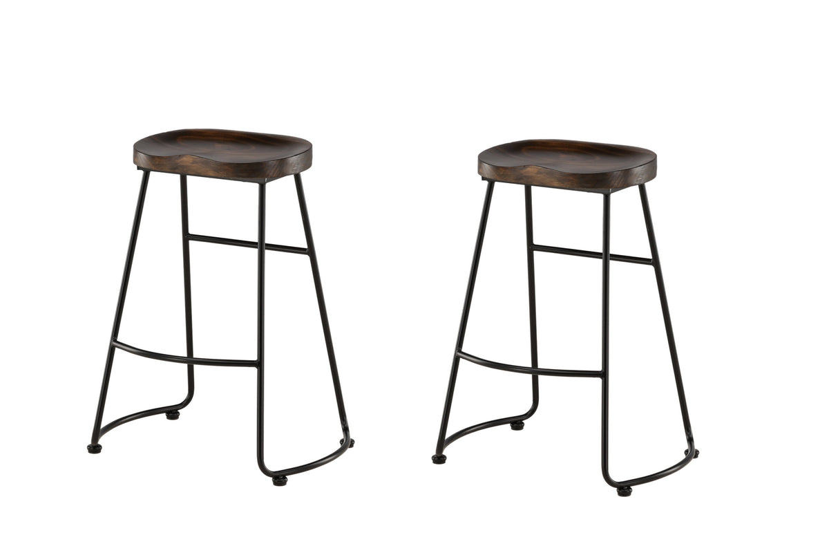 2er-Set Barhocker Ozark aus Metall mit Fußstütze - Schwarz - Venture Home - le canapé