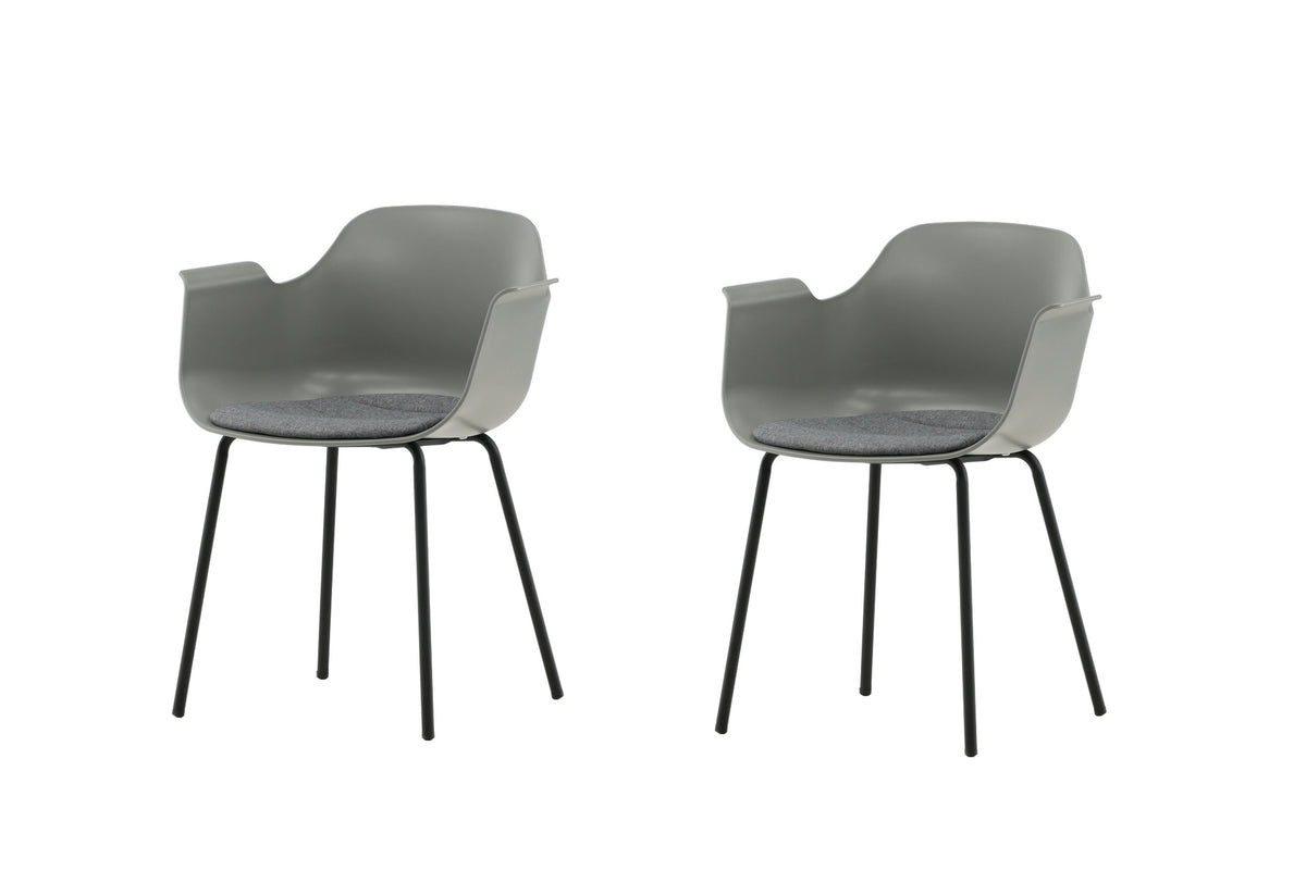 2er-Set Esszimmerstühle Comfort mit Armlehnen - Grau - Venture Home - le canapé