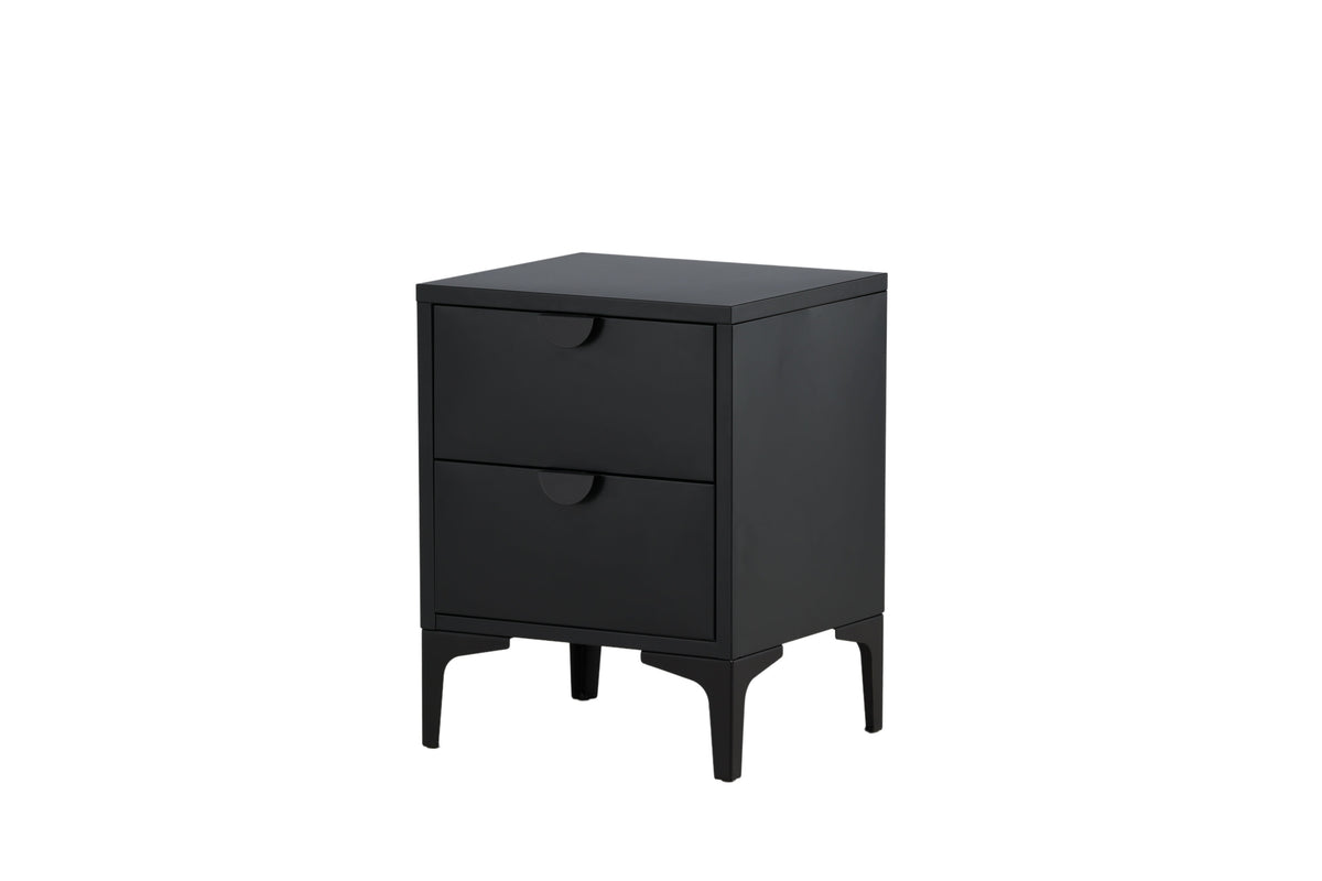 Nachttisch Piring 45cm aus Metall mit 2 Schubladen - Schwarz - Venture Home - le canapé