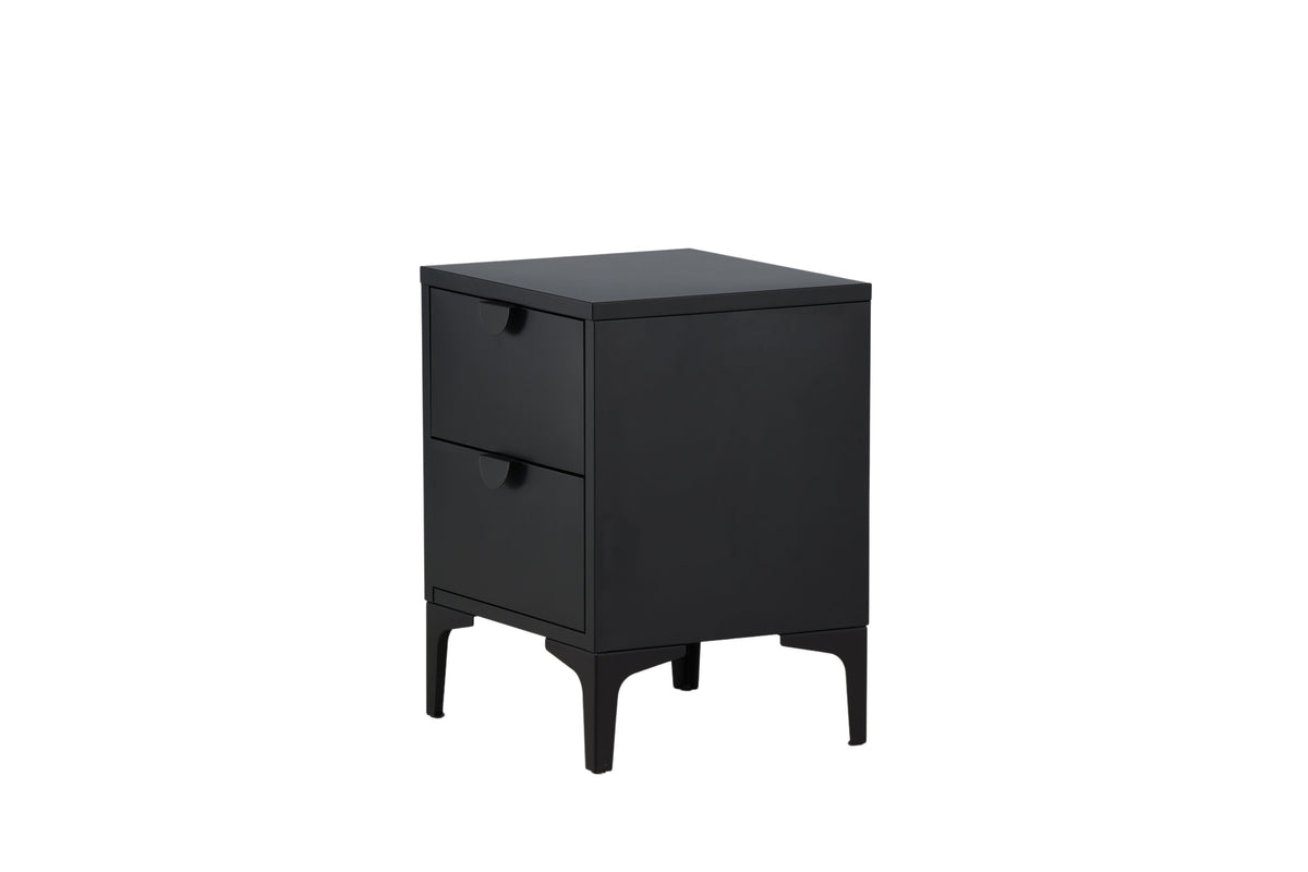 Nachttisch Piring 45cm aus Metall mit 2 Schubladen - Schwarz - Venture Home - le canapé