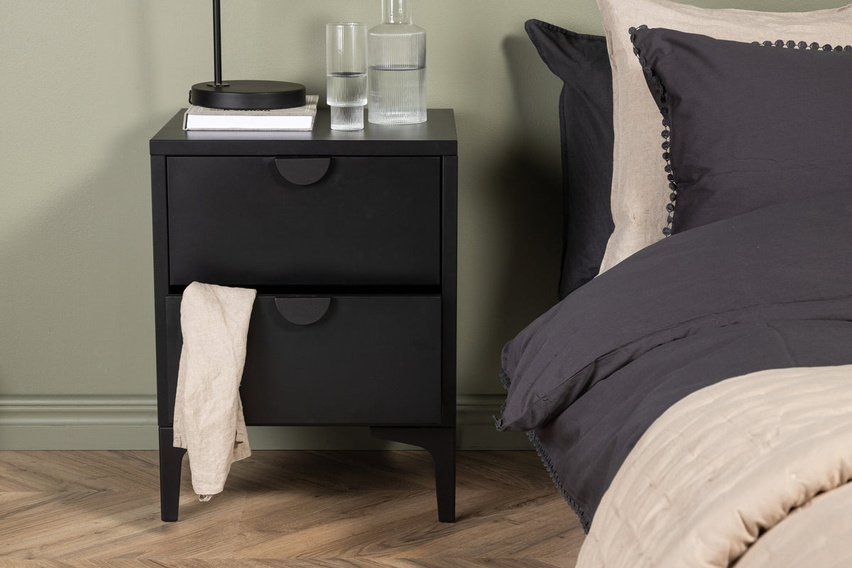 Nachttisch Piring 45cm aus Metall mit 2 Schubladen - Schwarz - Venture Home - le canapé