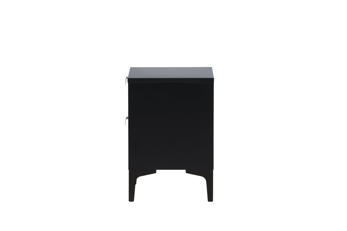 Nachttisch Piring 45cm aus Metall mit 2 Schubladen - Schwarz - Venture Home - le canapé