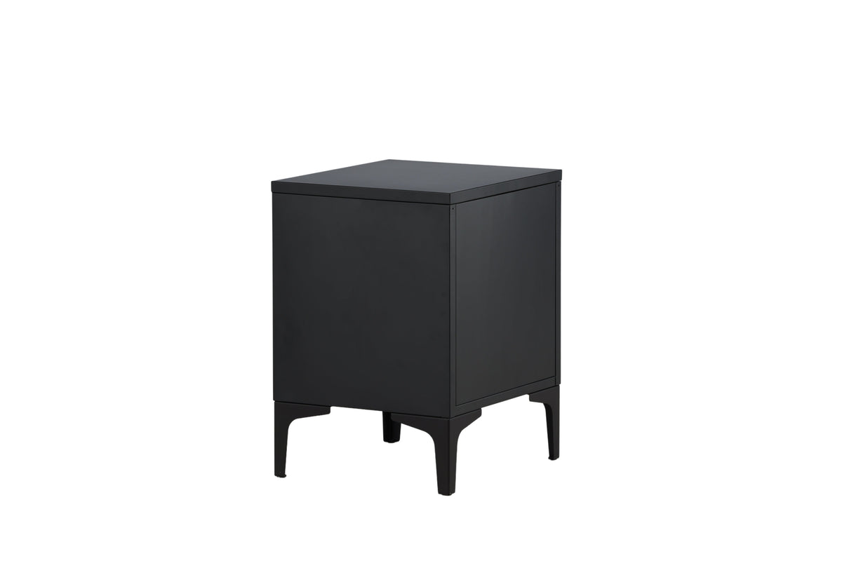 Nachttisch Piring 45cm aus Metall mit 2 Schubladen - Schwarz - Venture Home - le canapé