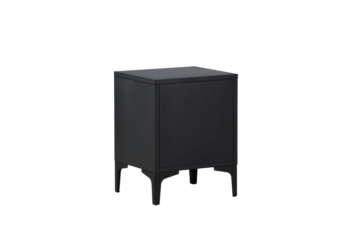 Nachttisch Piring 45cm aus Metall mit 2 Schubladen - Schwarz - Venture Home - le canapé