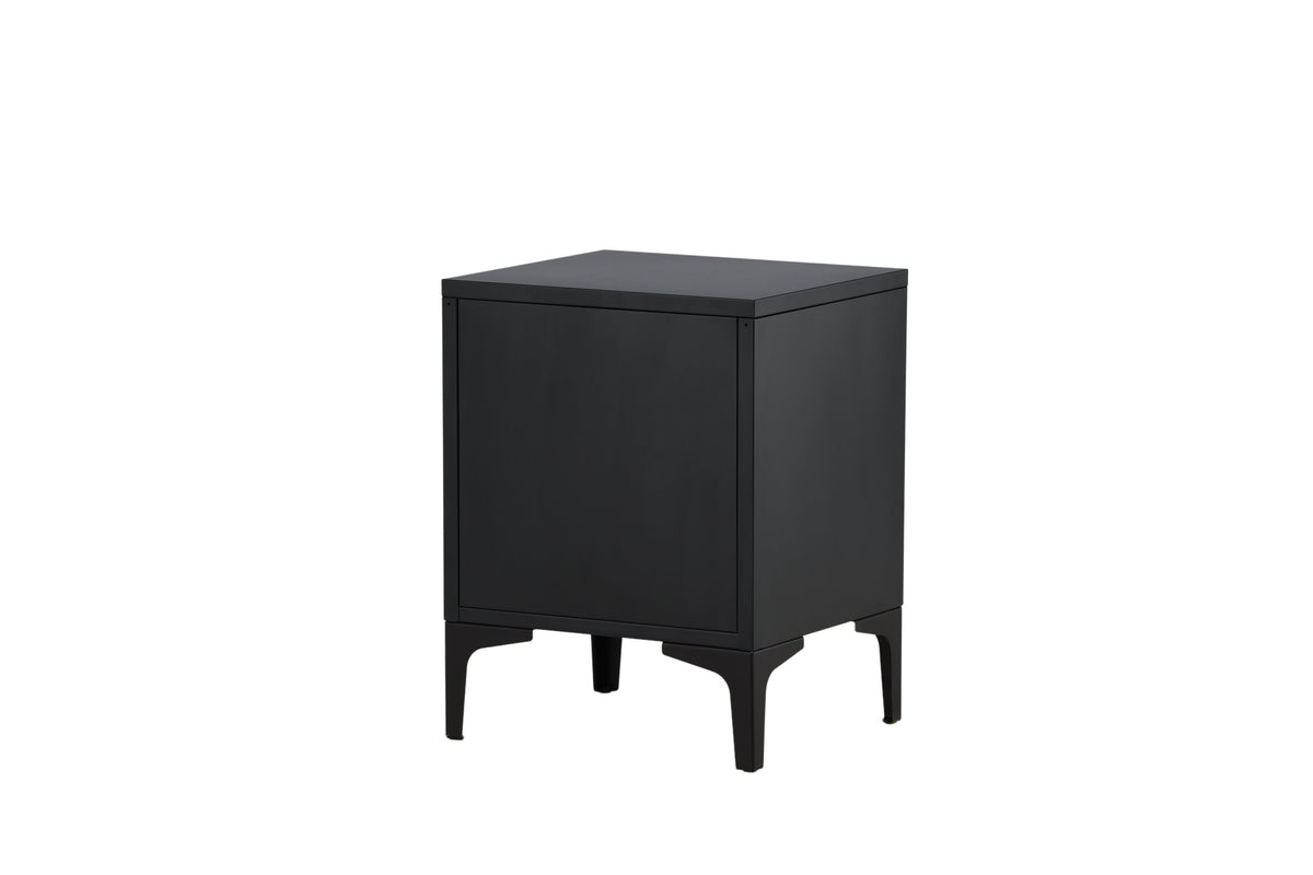 Nachttisch Piring 45cm aus Metall mit 2 Schubladen - Schwarz - Venture Home - le canapé