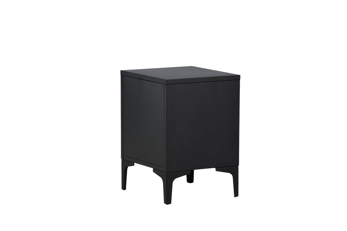 Nachttisch Piring 45cm aus Metall mit 2 Schubladen - Schwarz - Venture Home - le canapé