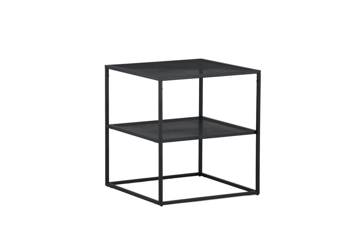 Beistelltisch Netz 55cm aus Metall mit Ablage - Schwarz - Venture Home - le canapé