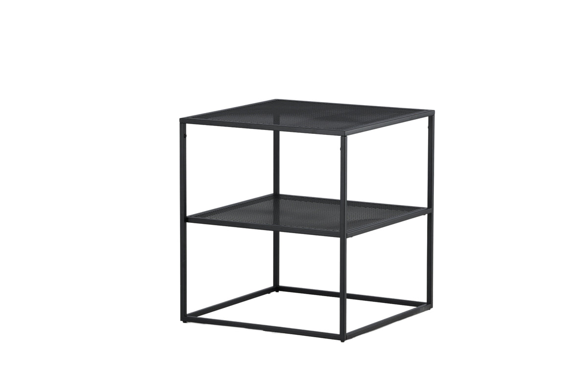 Beistelltisch Netz 55cm aus Metall mit Ablage - Schwarz - Venture Home - le canapé