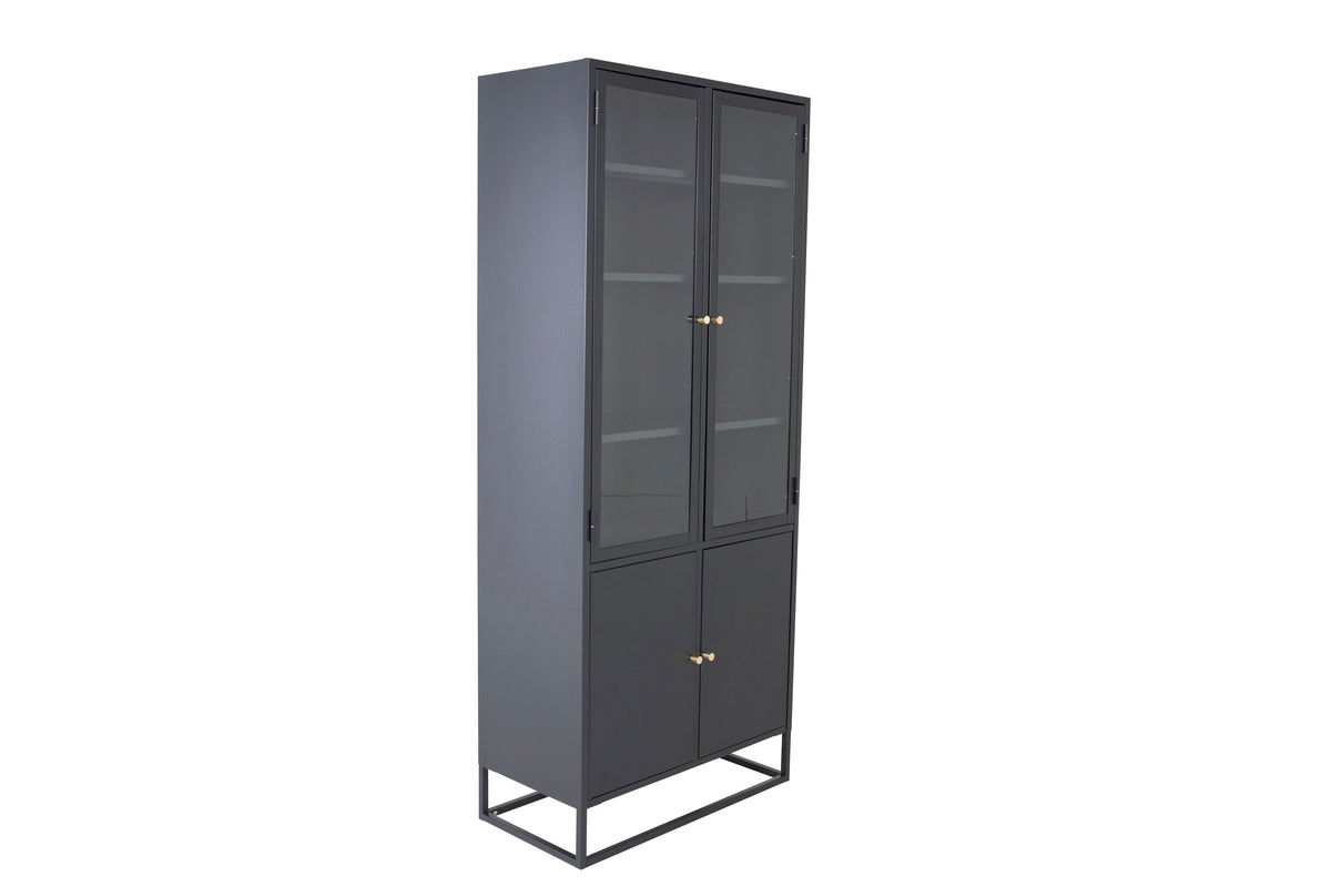 Vitrine Bakal 190cm aus Metall mit Glastüren - Schwarz - Venture Home - le canapé