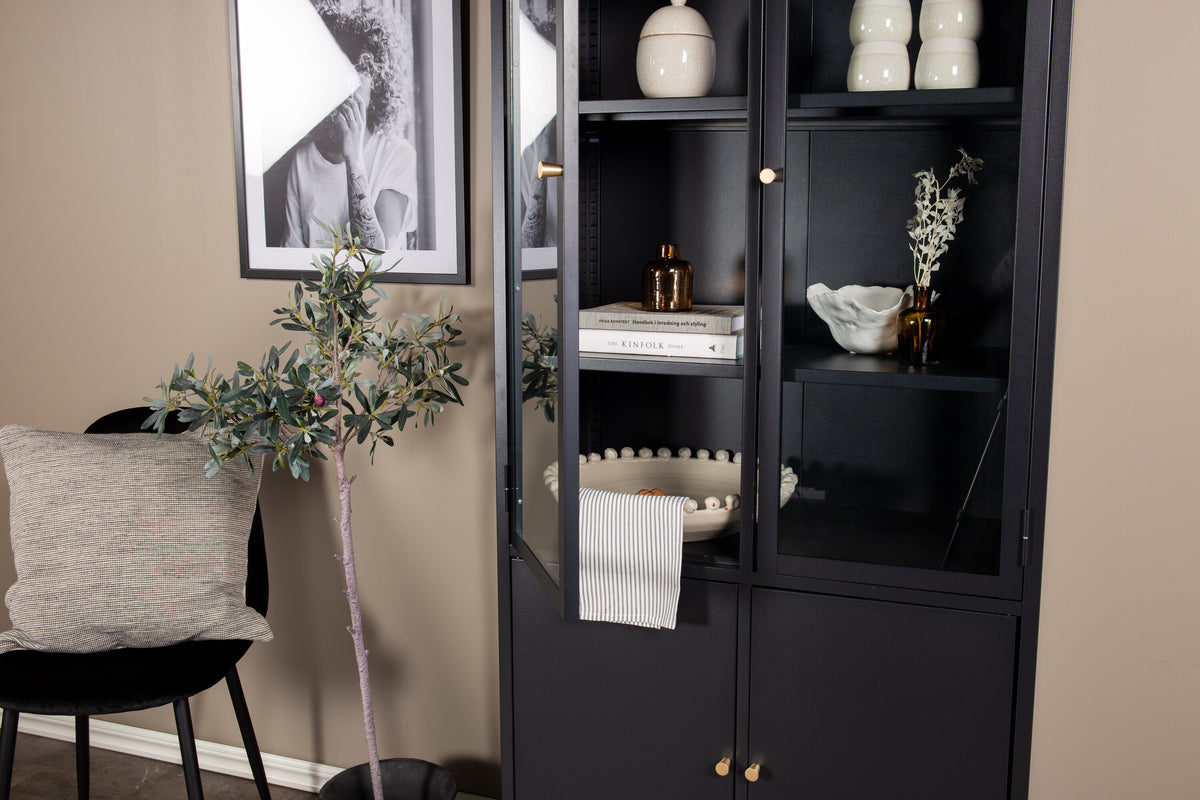 Vitrine Bakal 190cm aus Metall mit Glastüren - Schwarz - Venture Home - le canapé