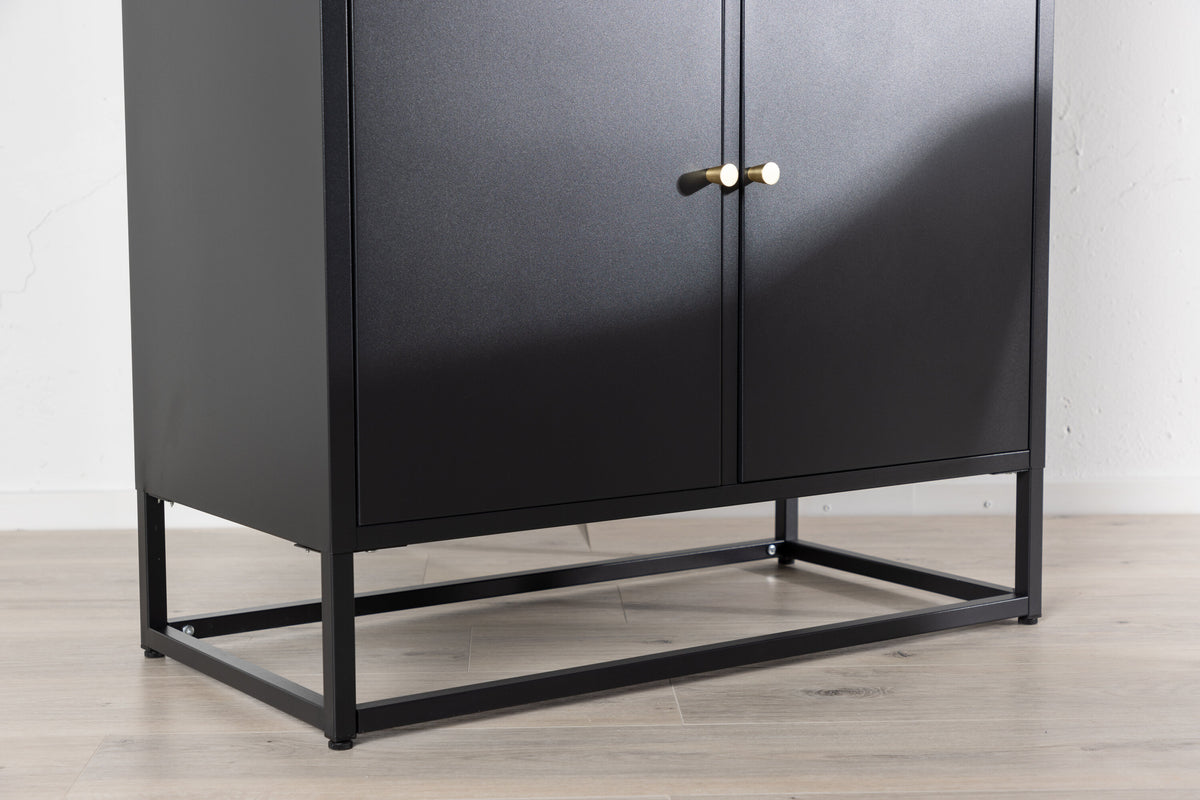 Vitrine Bakal 190cm aus Metall mit Glastüren - Schwarz - Venture Home - le canapé