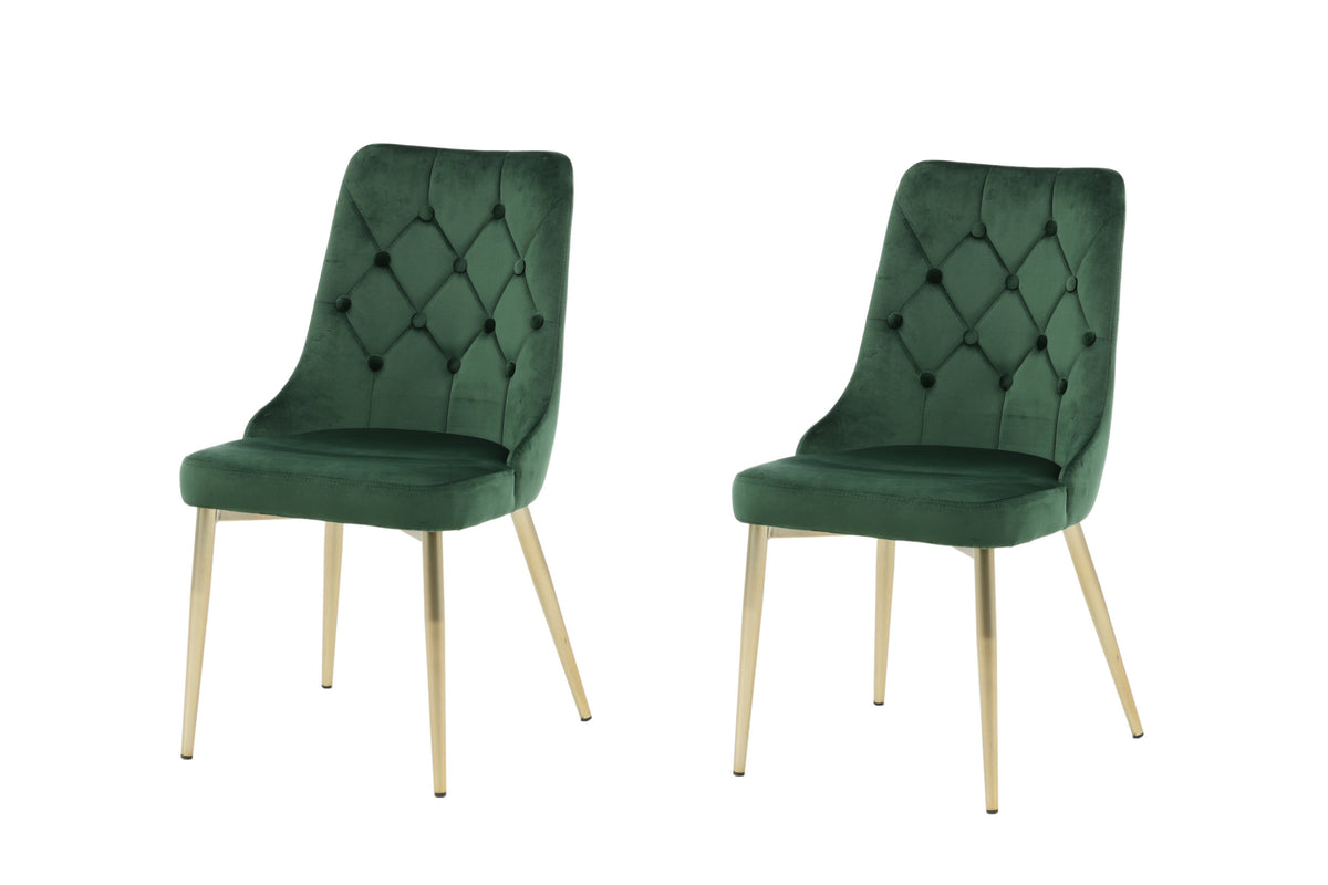 2er-Set Esszimmerstühle Samt Deluxe - Grün - Venture Home - le canapé