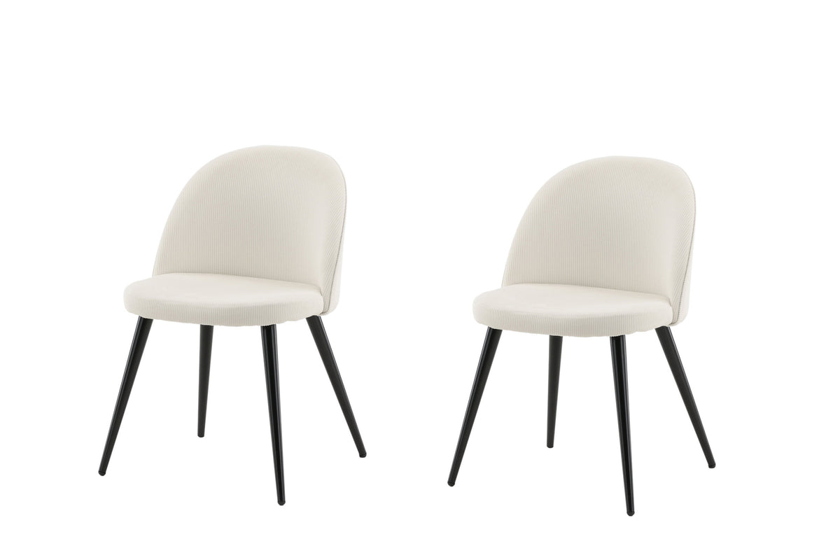 2er-Set Esszimmerstühle Samt - Creme - Venture Home - le canapé
