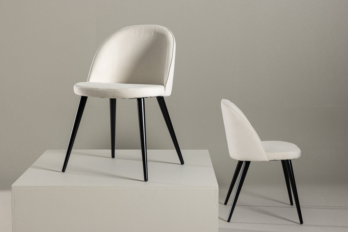 2er-Set Esszimmerstühle Samt - Creme - Venture Home - le canapé