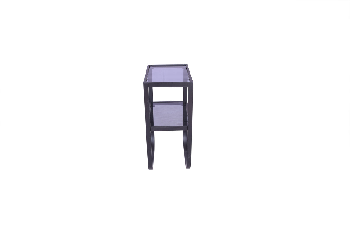 Nachttisch Rocker 45cm aus Glas mit 2 Ablagen - Schwarz - Venture Home - le canapé