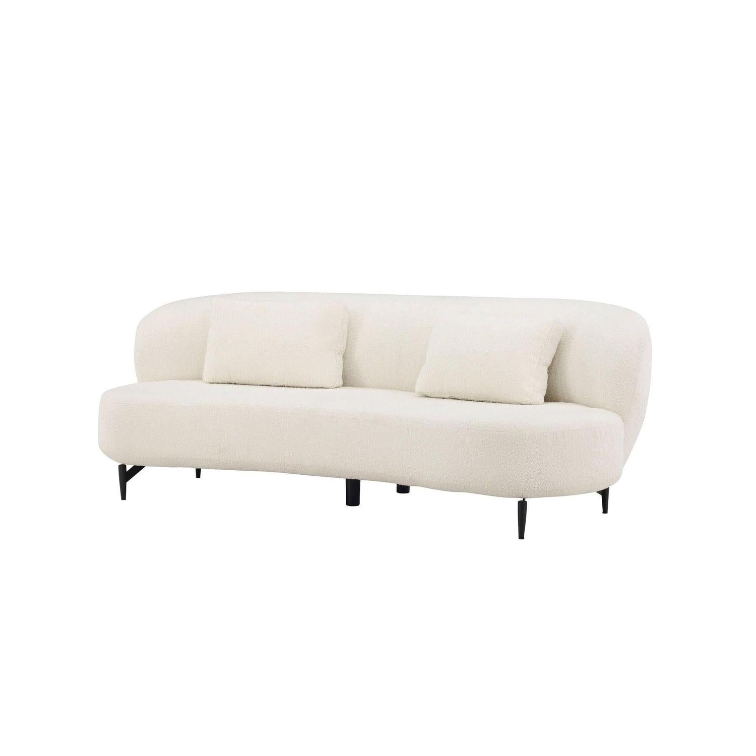 2-Sitzer Sofa Luna aus Teddy- Bouclé - Weiß-2-Sitzer Sofa-Venture Home-Weiß-le canapé
