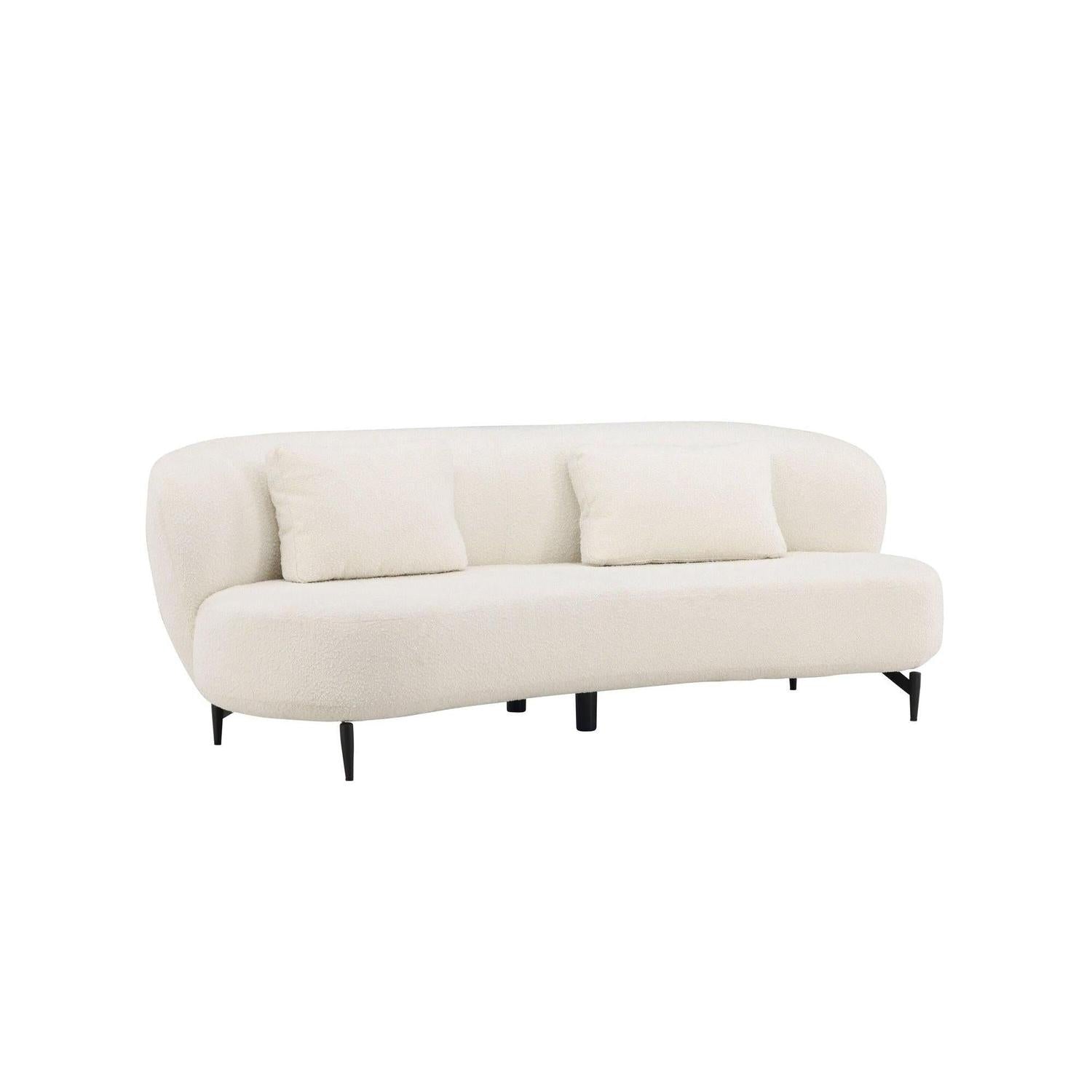 2-Sitzer Sofa Luna aus Teddy Bouclé - Weiß-2-Sitzer Sofas-Venture Home-le canapé