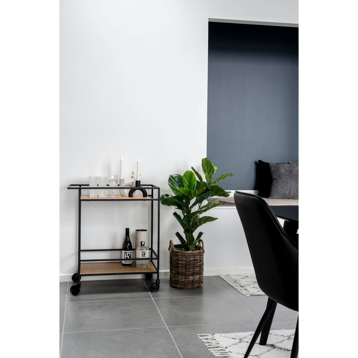 Serviertisch Vita 79cm aus Metall - Eichenoptik