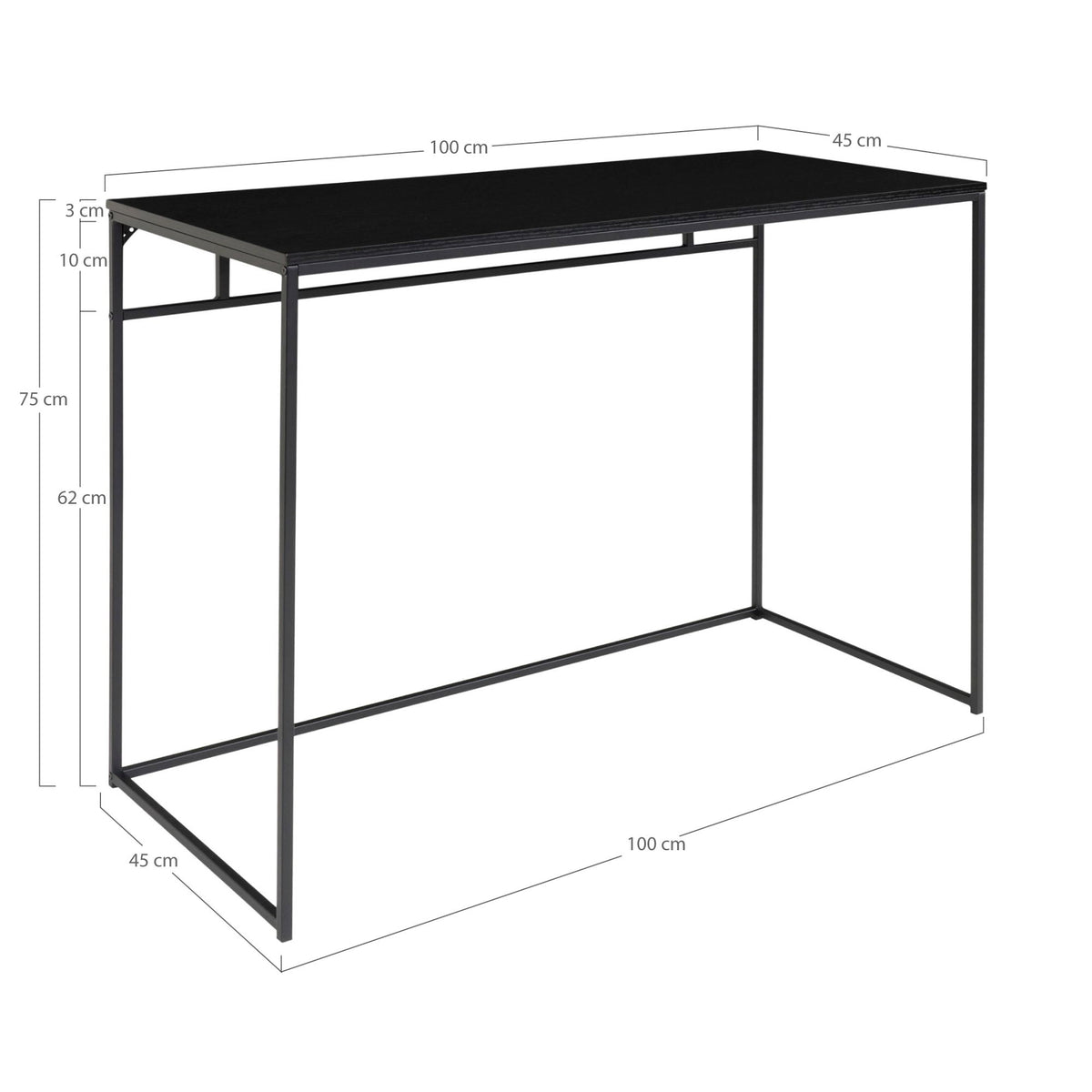 Schreibtisch Vita 100cm aus Metall - Schwarz