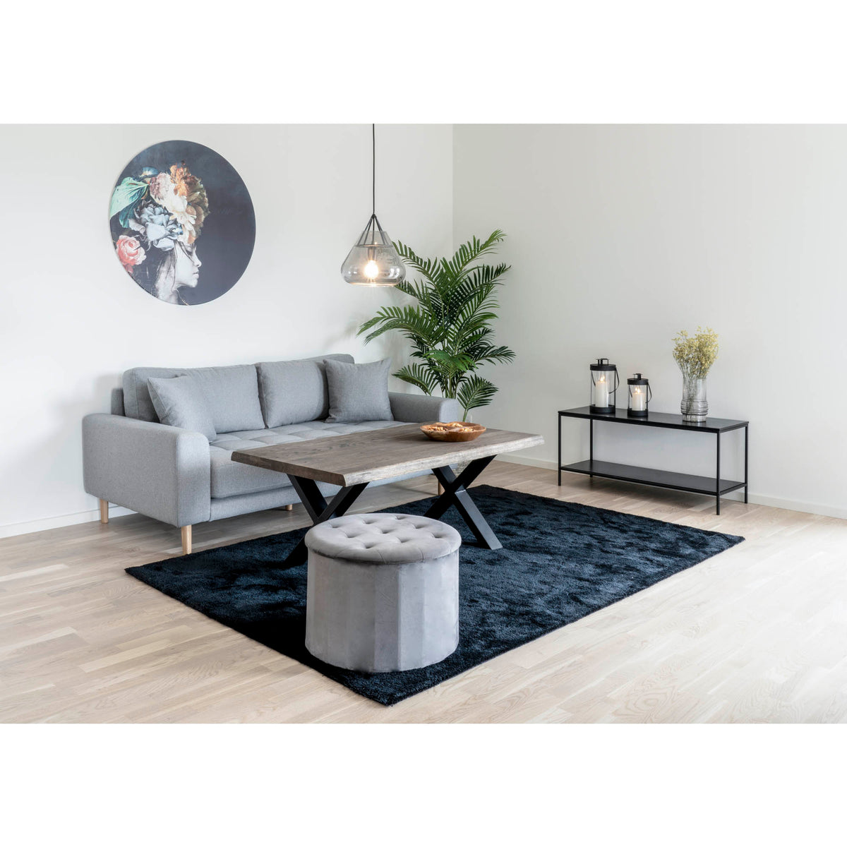TV-Lowboard Vita 100cm aus Metall mit 2 Ablageböden - Schwarz