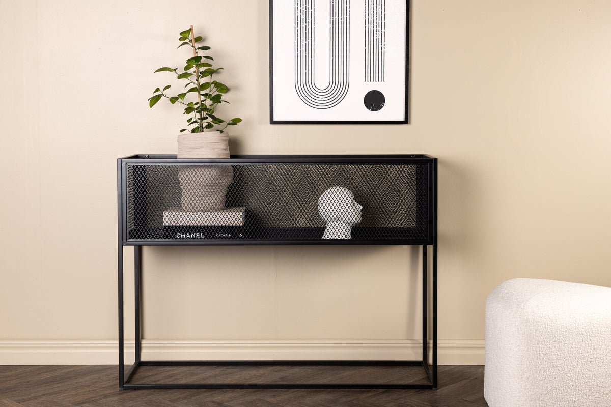 Regal Netz 110cm aus Metall mit Gitteroptik - Schwarz - Venture Home - le canapé