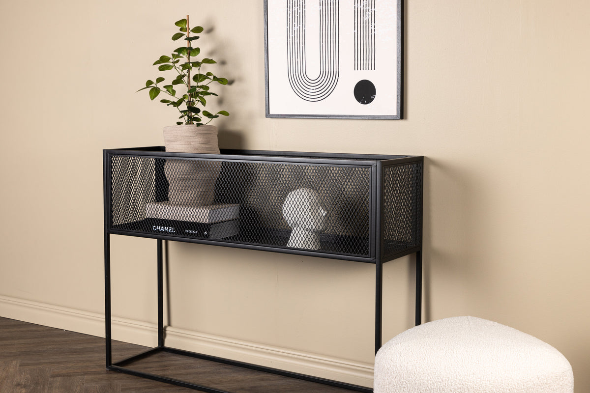 Regal Netz 110cm aus Metall mit Gitteroptik - Schwarz - Venture Home - le canapé
