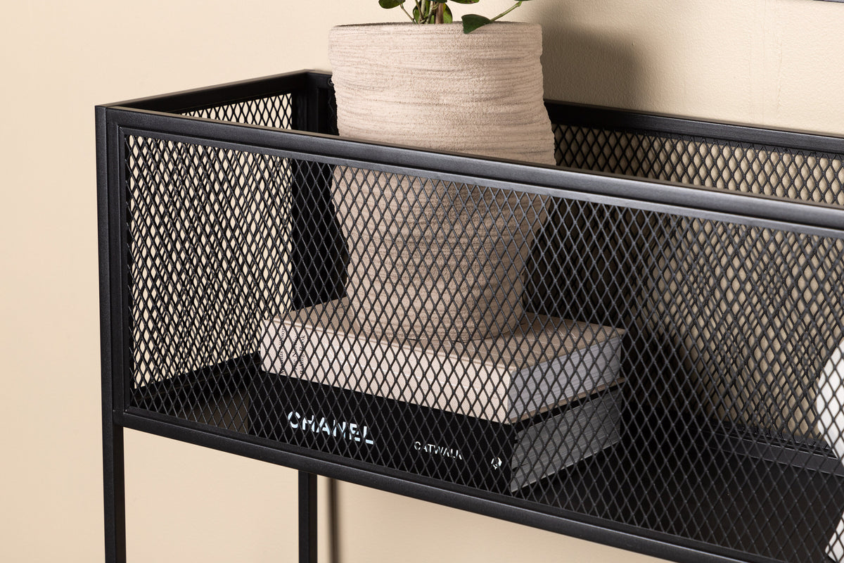 Regal Netz 110cm aus Metall mit Gitteroptik - Schwarz - Venture Home - le canapé