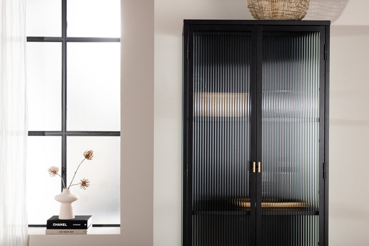 Vitrine Garis 160cm aus Metall - Schwarz - Venture Home - le canapé