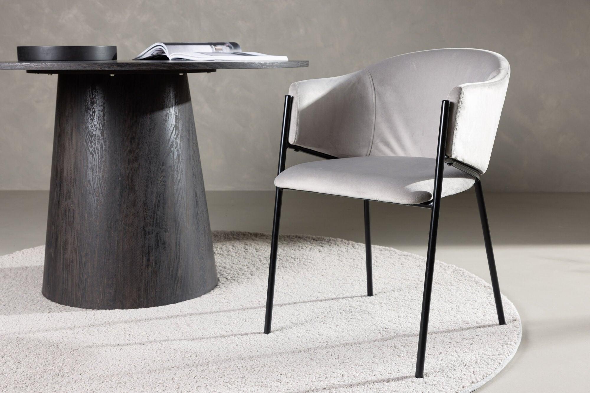 2er-Set Armlehnenstühle Evelina aus Samt - Hellgrau-Armlehnenstuhl-Venture Home-le canapé