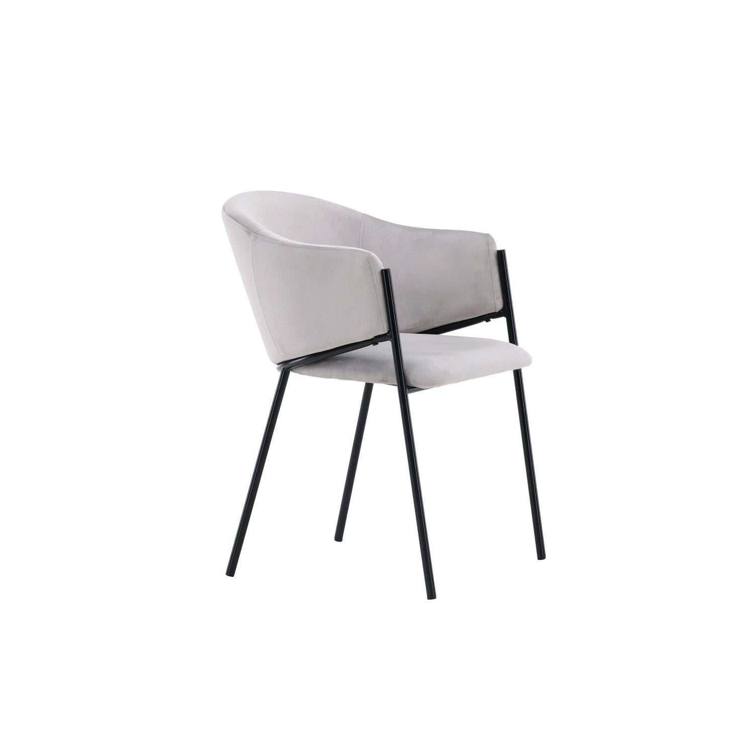 2er-Set Armlehnenstühle Evelina aus Samt - Hellgrau-Armlehnenstuhl-Venture Home-le canapé