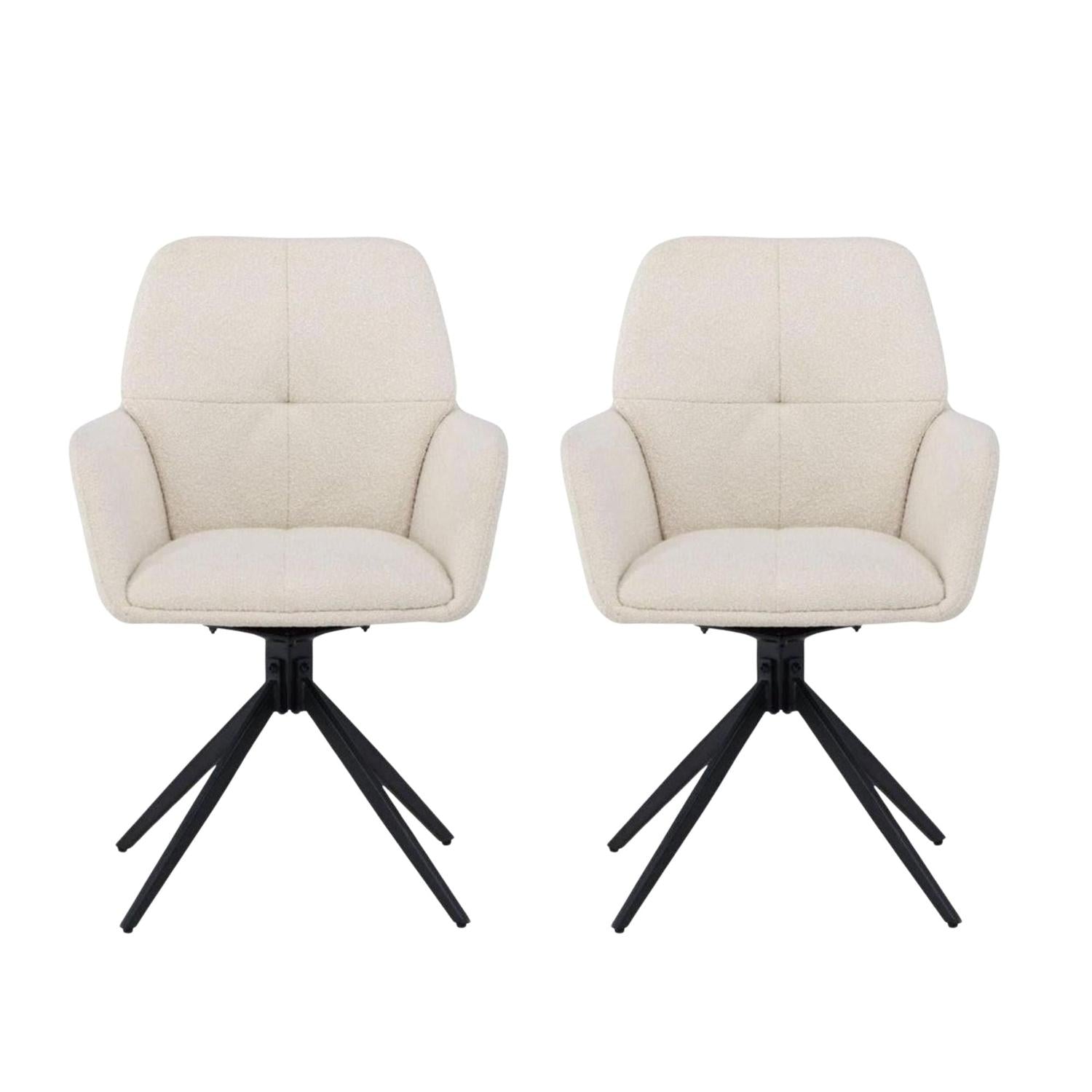 2er-Set Armlehnenstühle Manchi drehbar aus Teddy Bouclé - Weiß-Armlehnenstuhl-Venture Home-le canapé