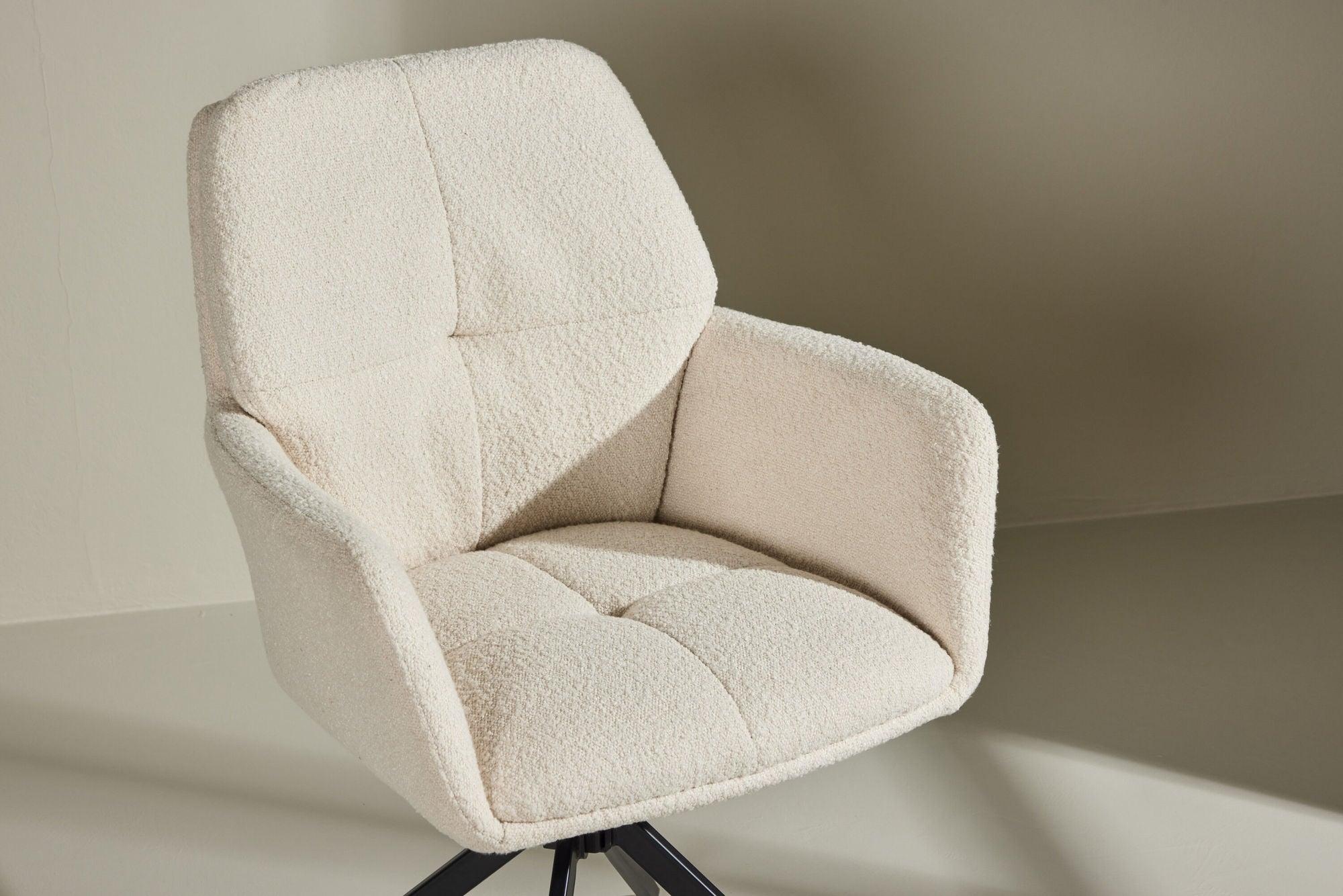 2er-Set Armlehnenstühle Manchi mit Drehfunktion - Weiß-Armlehnenstuhl-Venture Home-le canapé