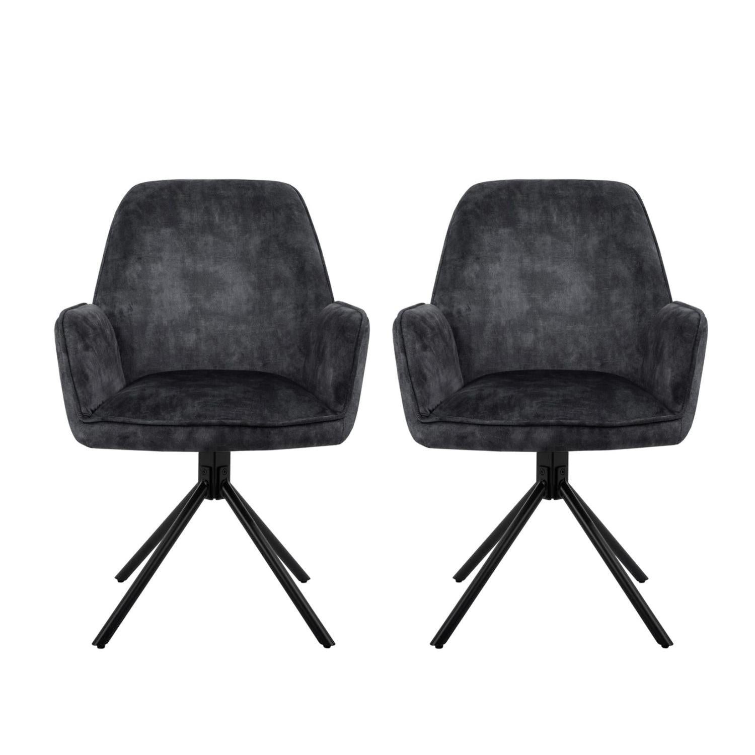 2er-Set Armlehnenstühle Noah - Anthrazit-Armlehnenstühle-Benoa-le canapé