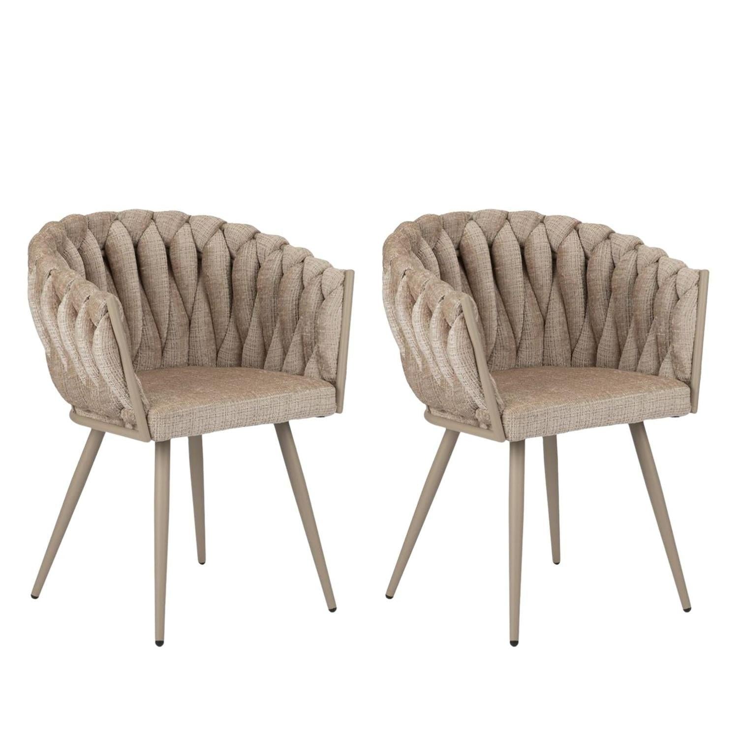 2er-Set Armlehnenstühle Wave aus Samt - Creme-Armlehnenstuhl-Pole To Pole-le canapé