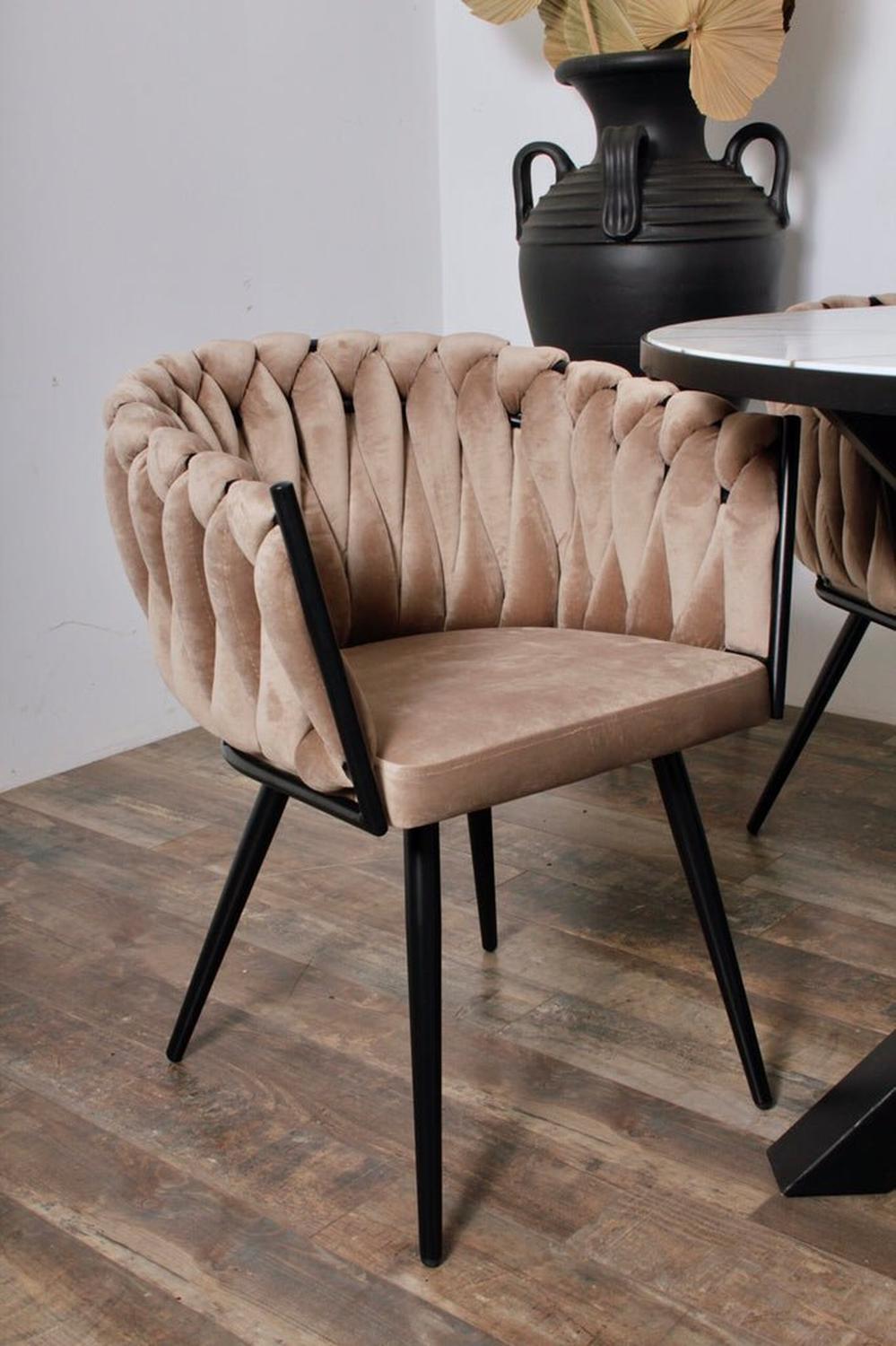 2er-Set Armlehnenstühle Wave aus Samt - Sandweiß-Armlehnenstuhl-Pole To Pole-le canapé