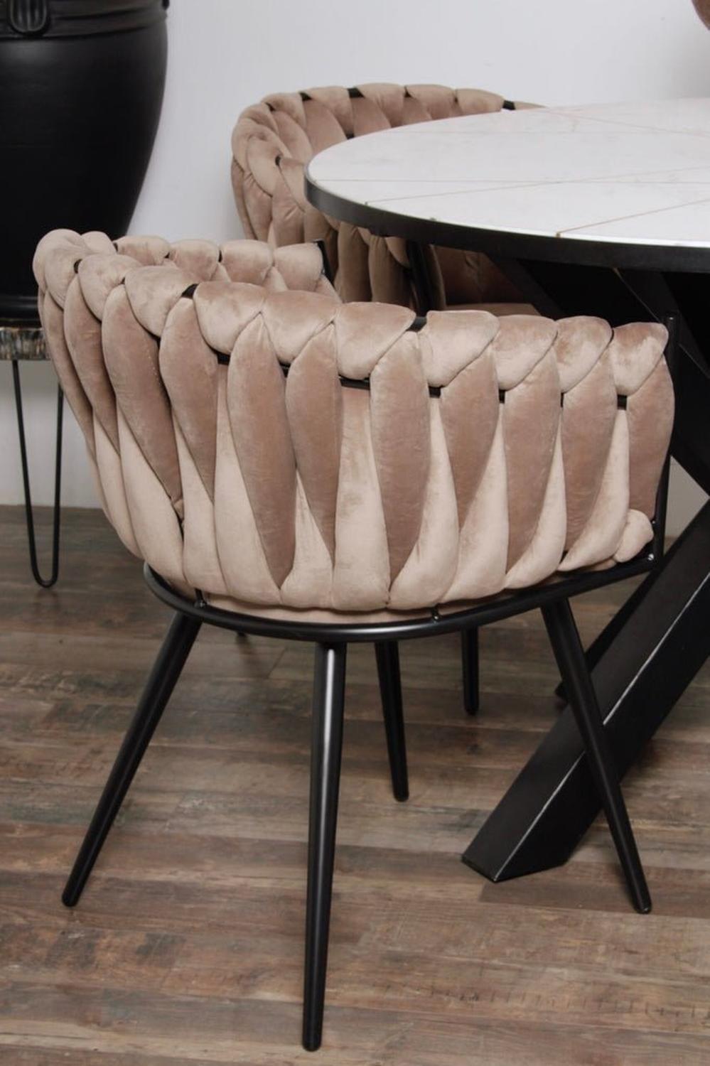 2er-Set Armlehnenstühle Wave aus Samt - Sandweiß-Armlehnenstuhl-Pole To Pole-le canapé