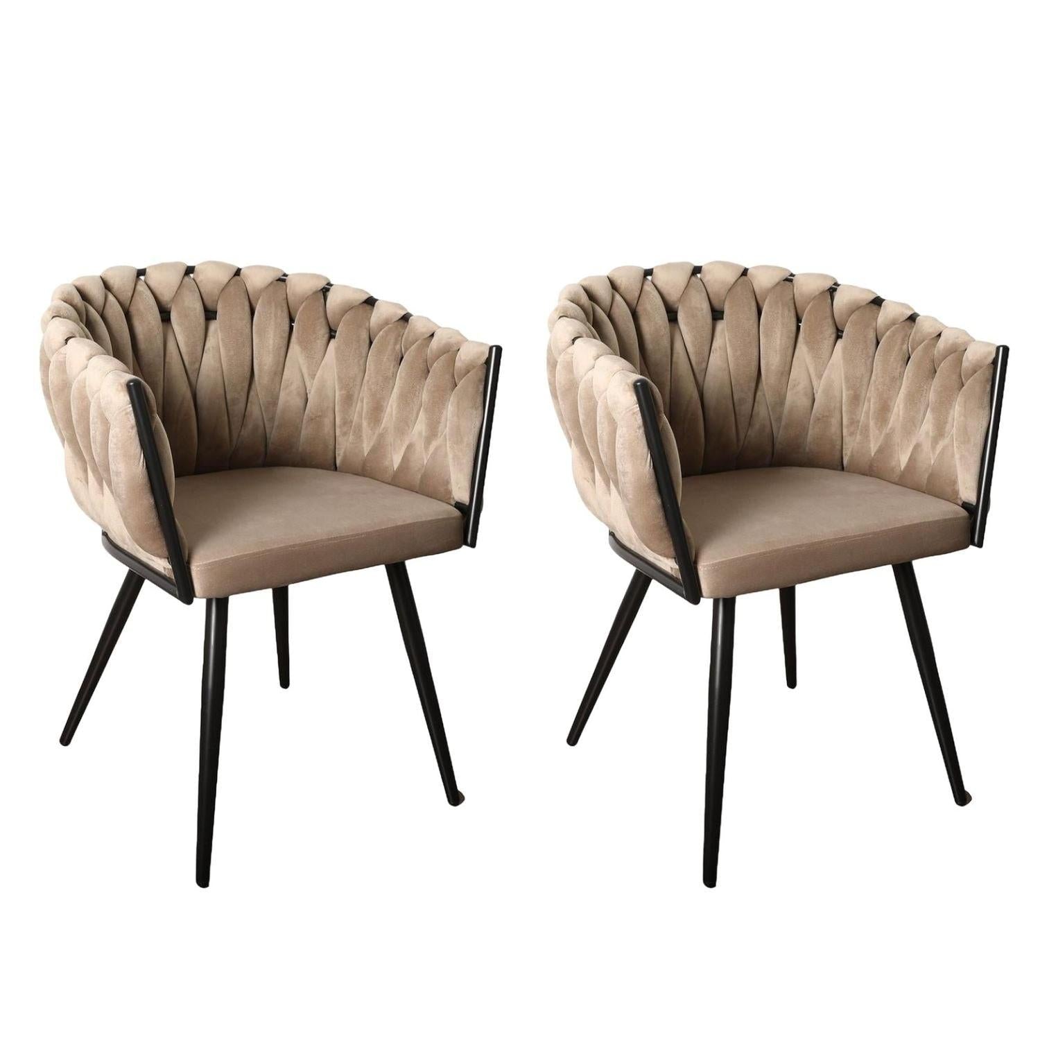 2er-Set Armlehnenstühle Wave aus Samt - Sandweiß-Armlehnenstuhl-Pole To Pole-le canapé