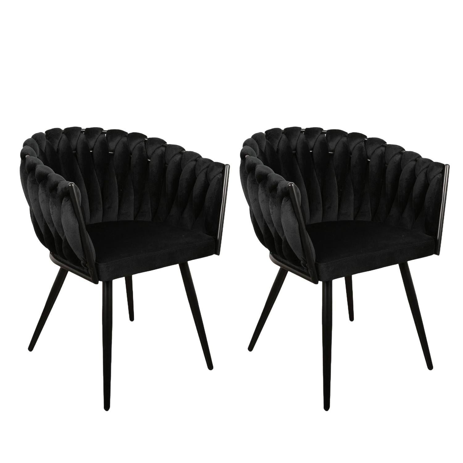 2er-Set Armlehnenstühle Wave aus Samt - Schwarz-Armlehnenstuhl-Pole To Pole-le canapé