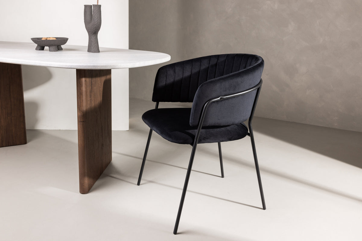 2er-Set Armlehnstühle Selma aus Samt - Schwarz-Armlehnenstühle-Venture Home-le canapé
