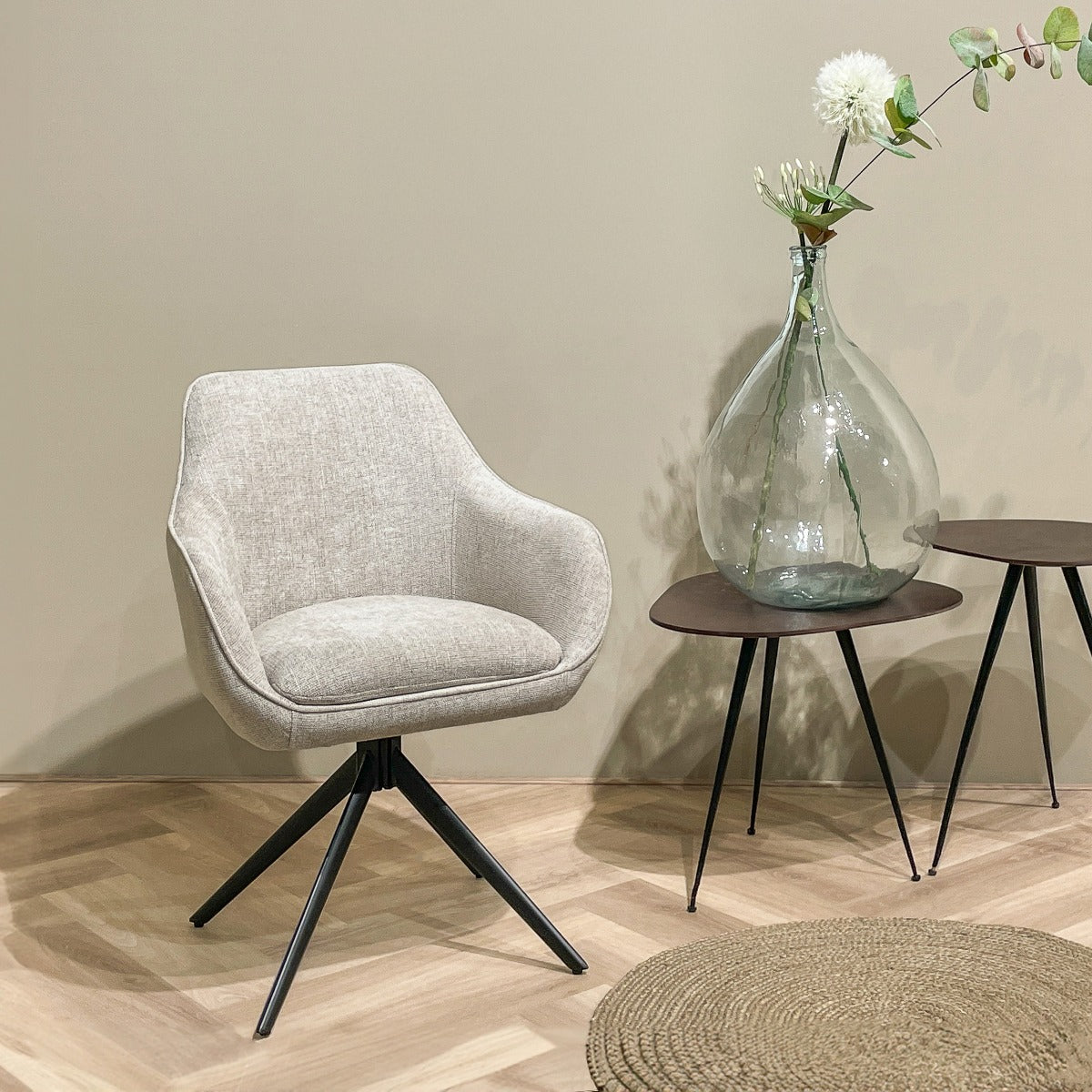 2er-Set Armlehnstühle Thomas drehbar - Beige-Armlehnenstühle-Livingfurn-le canapé