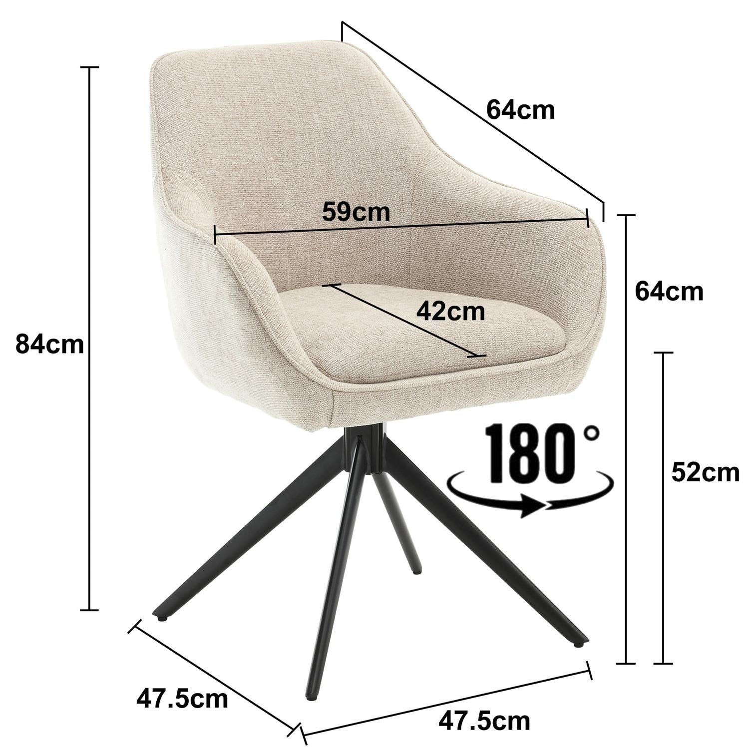 2er-Set Armlehnstühle Thomas drehbar - Beige-Armlehnenstühle-Livingfurn-le canapé