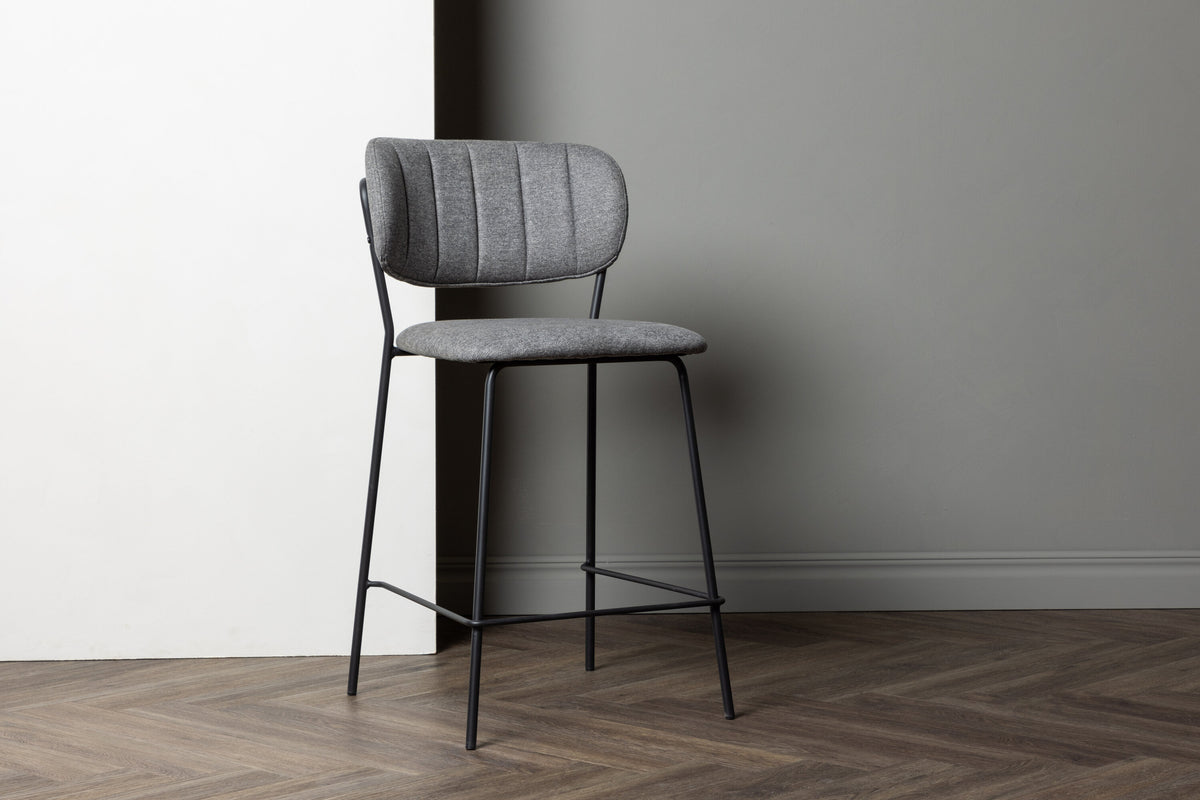 2er-Set Barhocker Bell mit Fußstütze - Grau-Barhocker-Venture Home-le canapé
