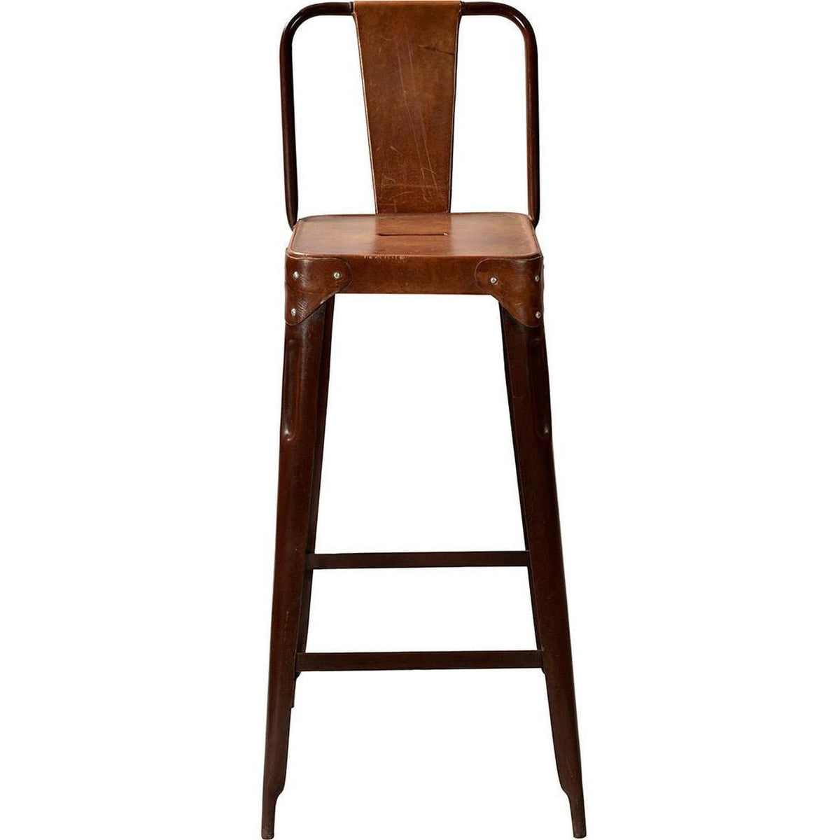 2er-Set Barhocker Copenhagen aus Eisen mit Ledersitz- Braun-Barhocker-Trademark Living-le canapé