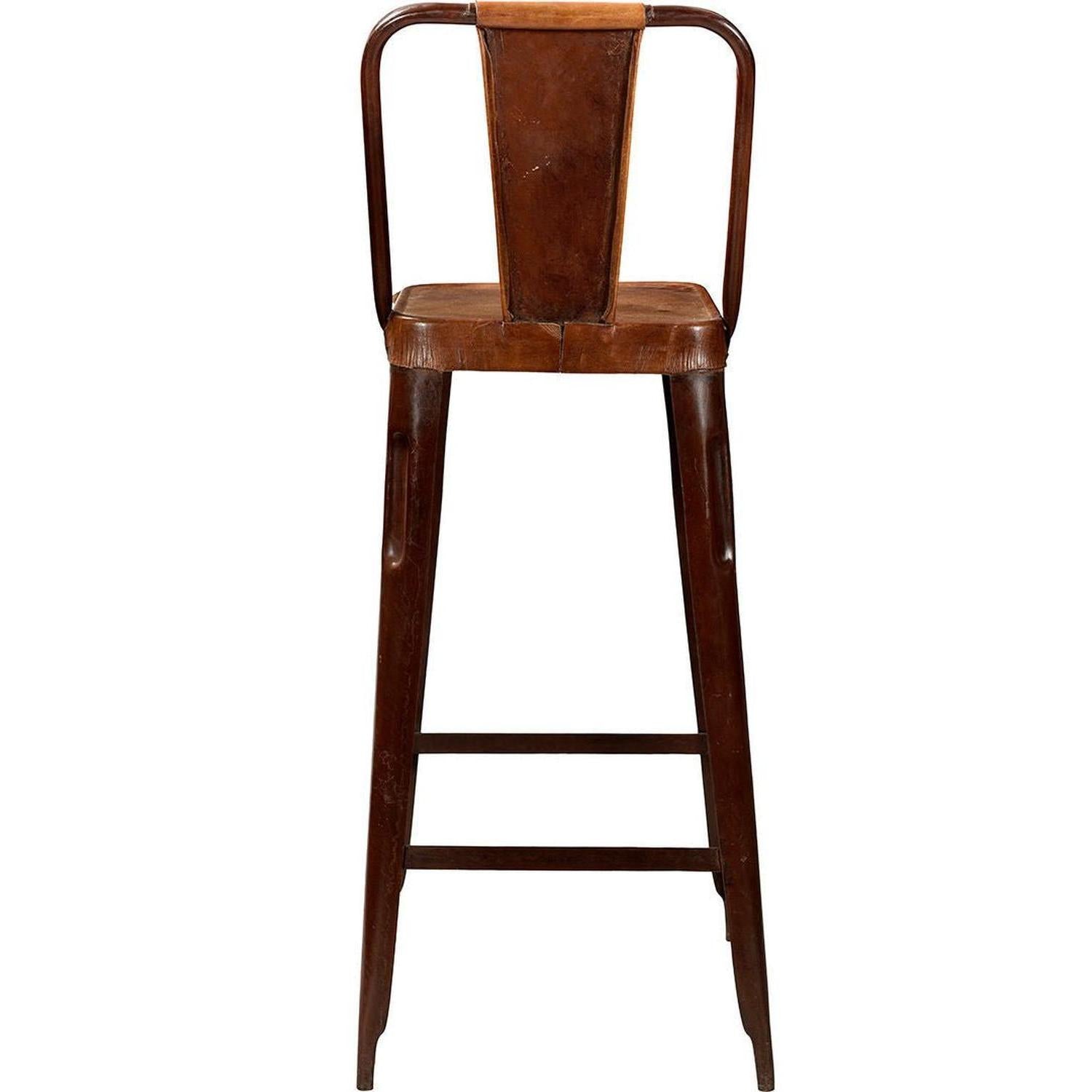 2er-Set Barhocker Copenhagen aus Eisen mit Ledersitz- Braun-Barhocker-Trademark Living-le canapé