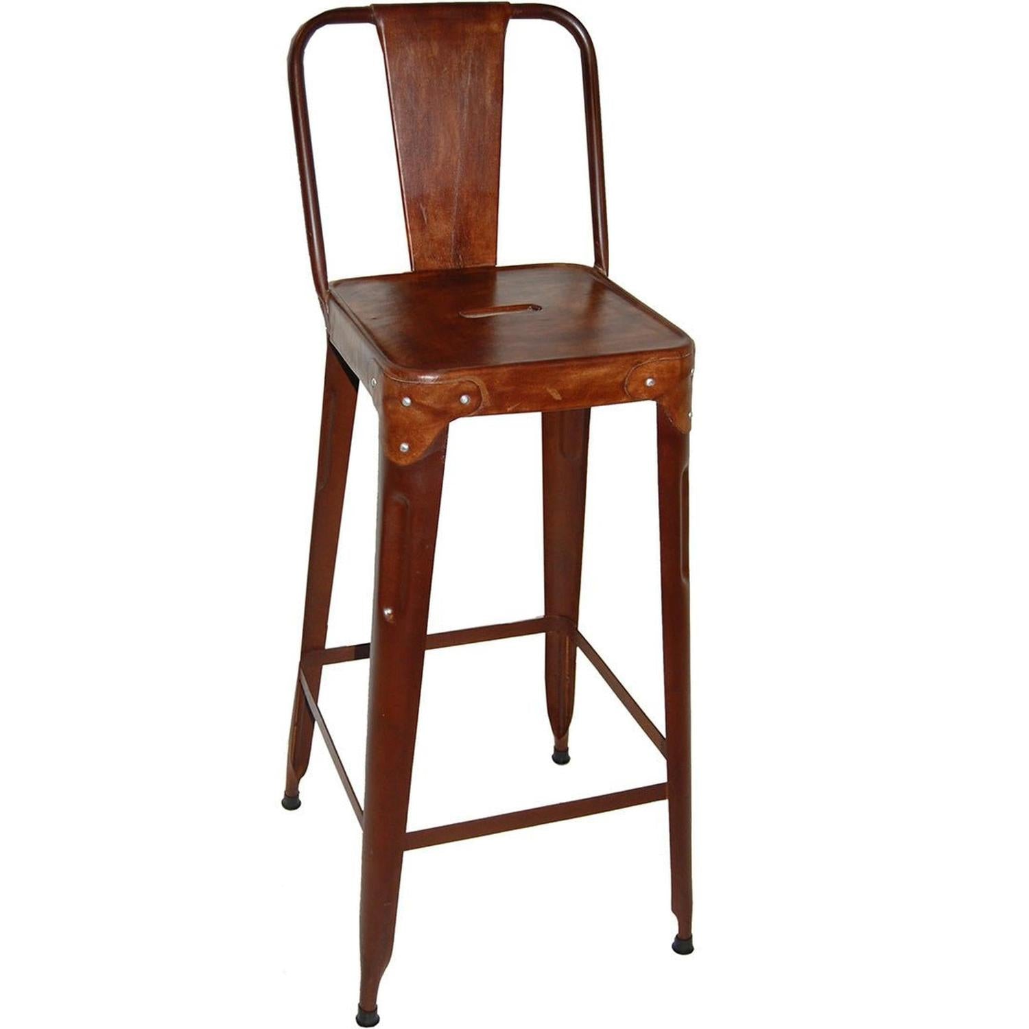2er-Set Barhocker Copenhagen aus Eisen mit Ledersitz- Braun-Barhocker-Trademark Living-le canapé