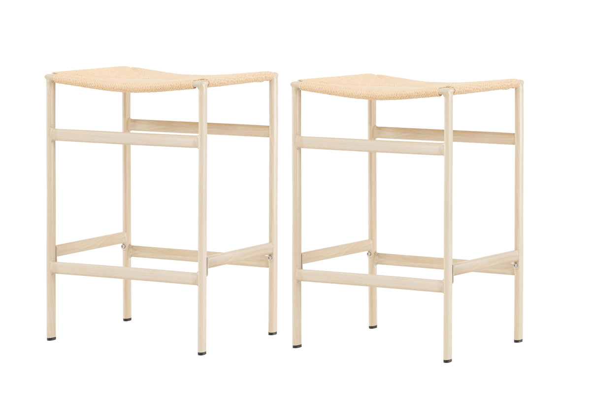 2er-Set Barhocker Polly aus Rattan - Beige-Barhocker-Venture Home-le canapé